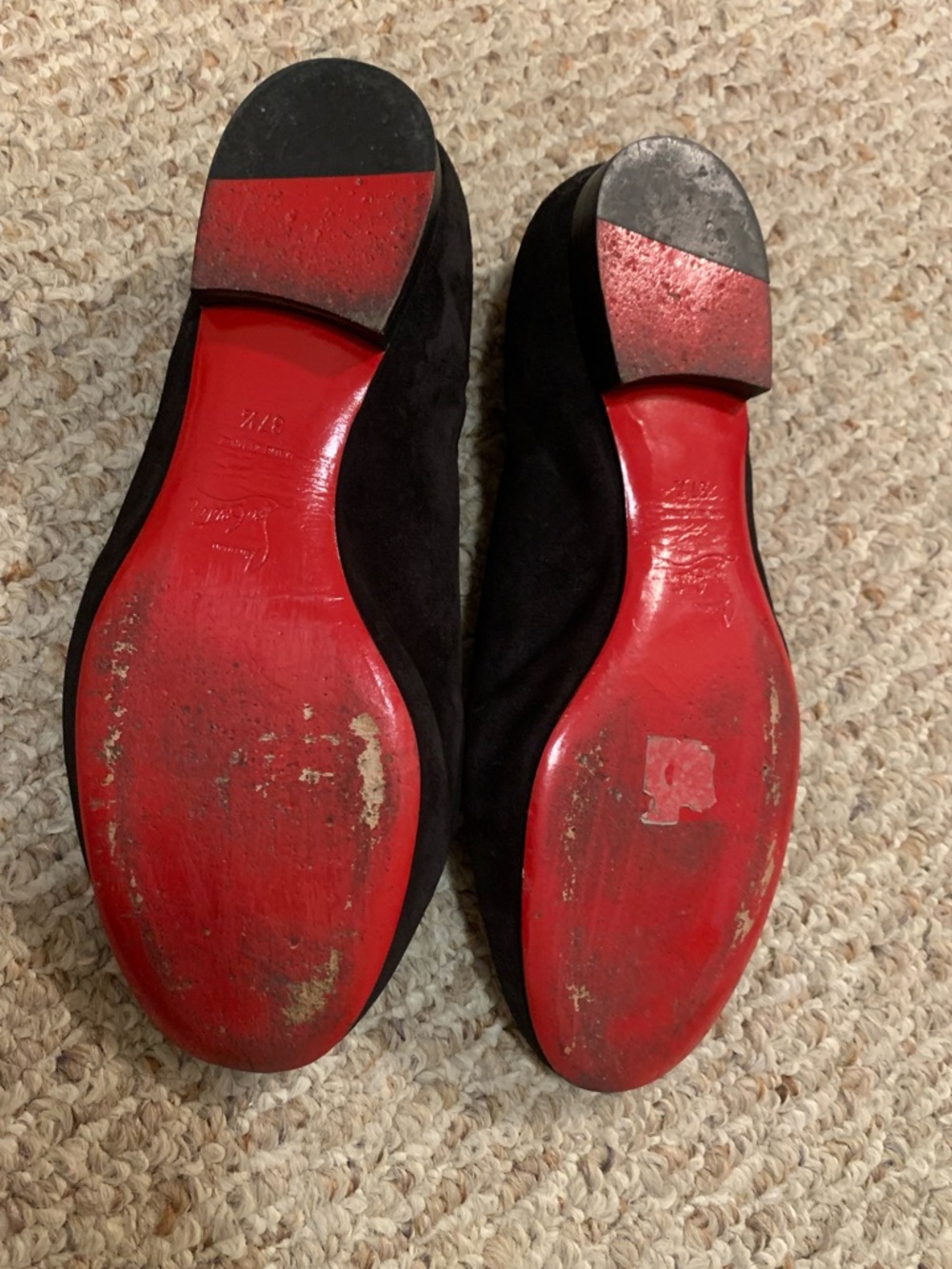 Christian Louboutin Black Suede Embellished Loafers women’s 37.5 - Picture 4 of 5